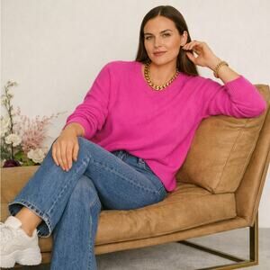 ME+EM Wool Cashmere Crewneck Sweater Hot Pink Sz M $498 {WW50}